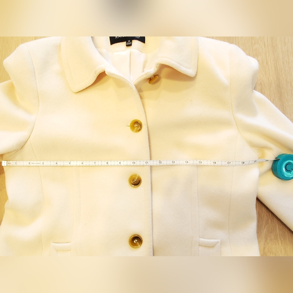 Anne Klein Ivory Coat with Gold Accent - Picture 6 of 9
